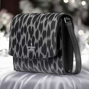 kate spade Black and Gray Leopard Print Crossbody Bag